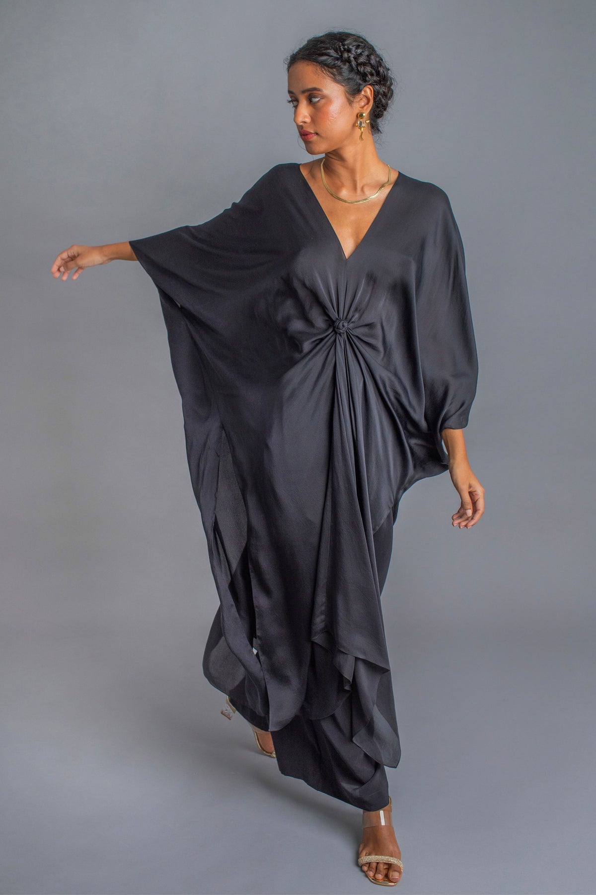 V- Neck Knot Kaftan Set