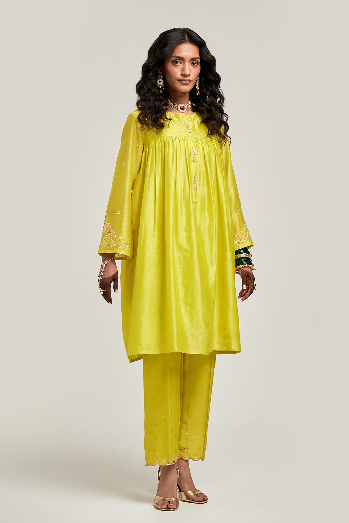 Lime Short Kurta Set