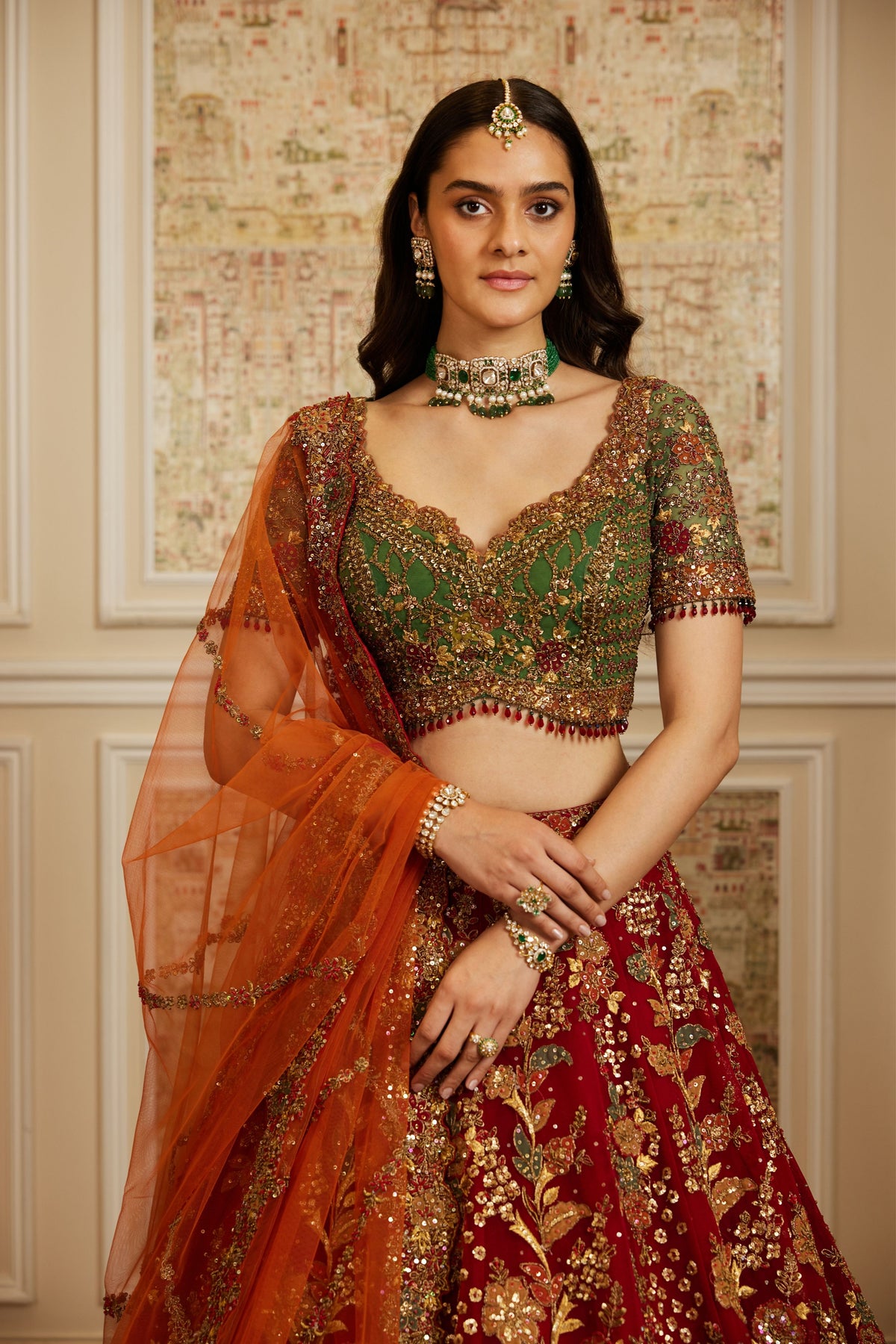 Rawdah Red Lehenga Set