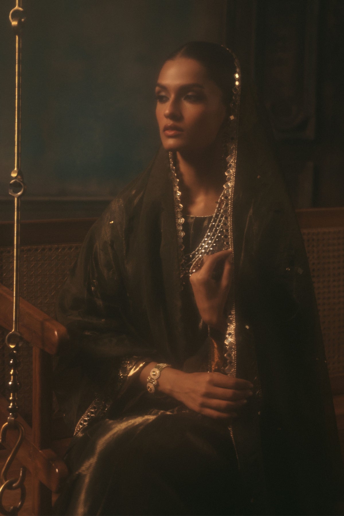 Olive Green Afsana Kalidar