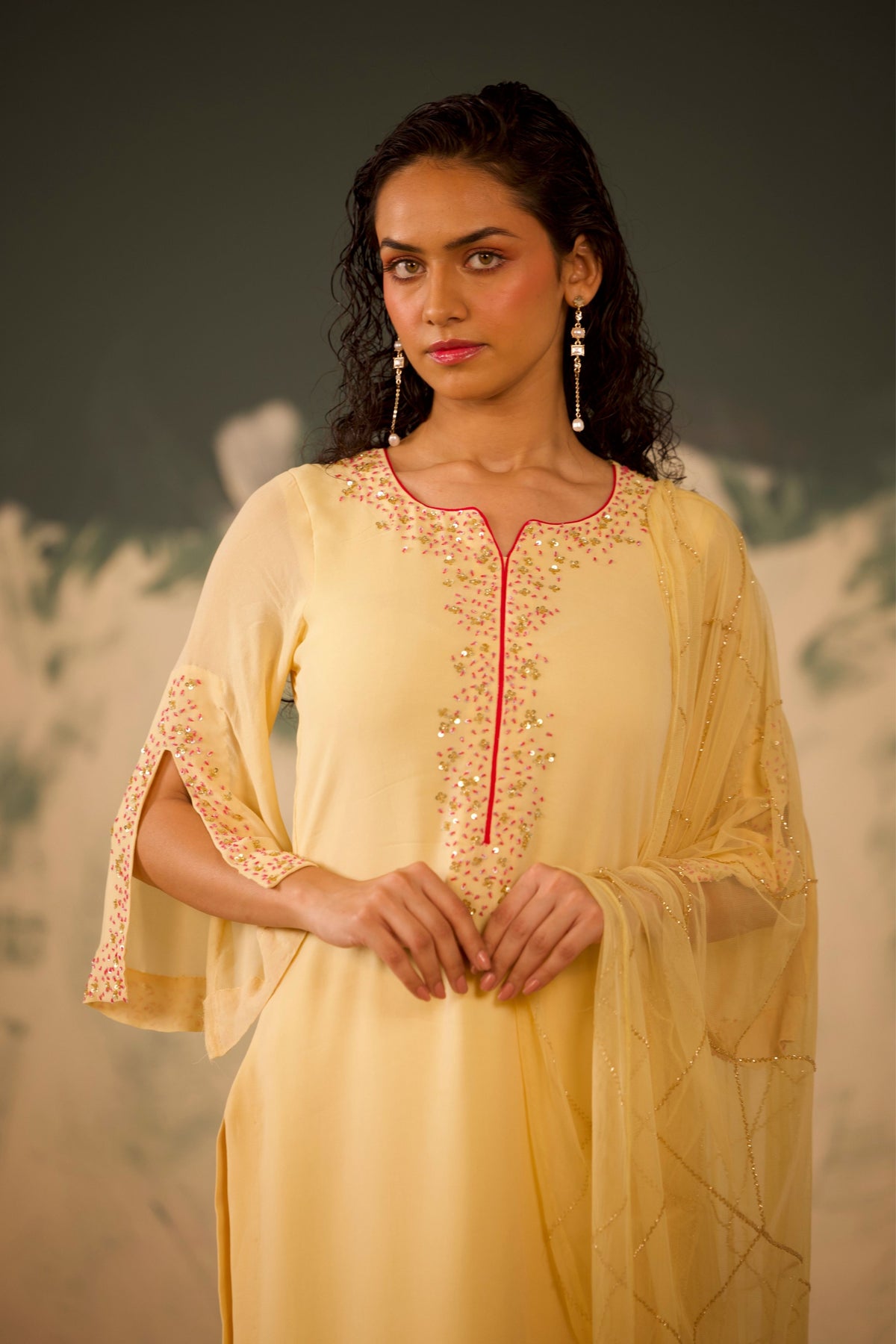 Light Yellow Kurta Set