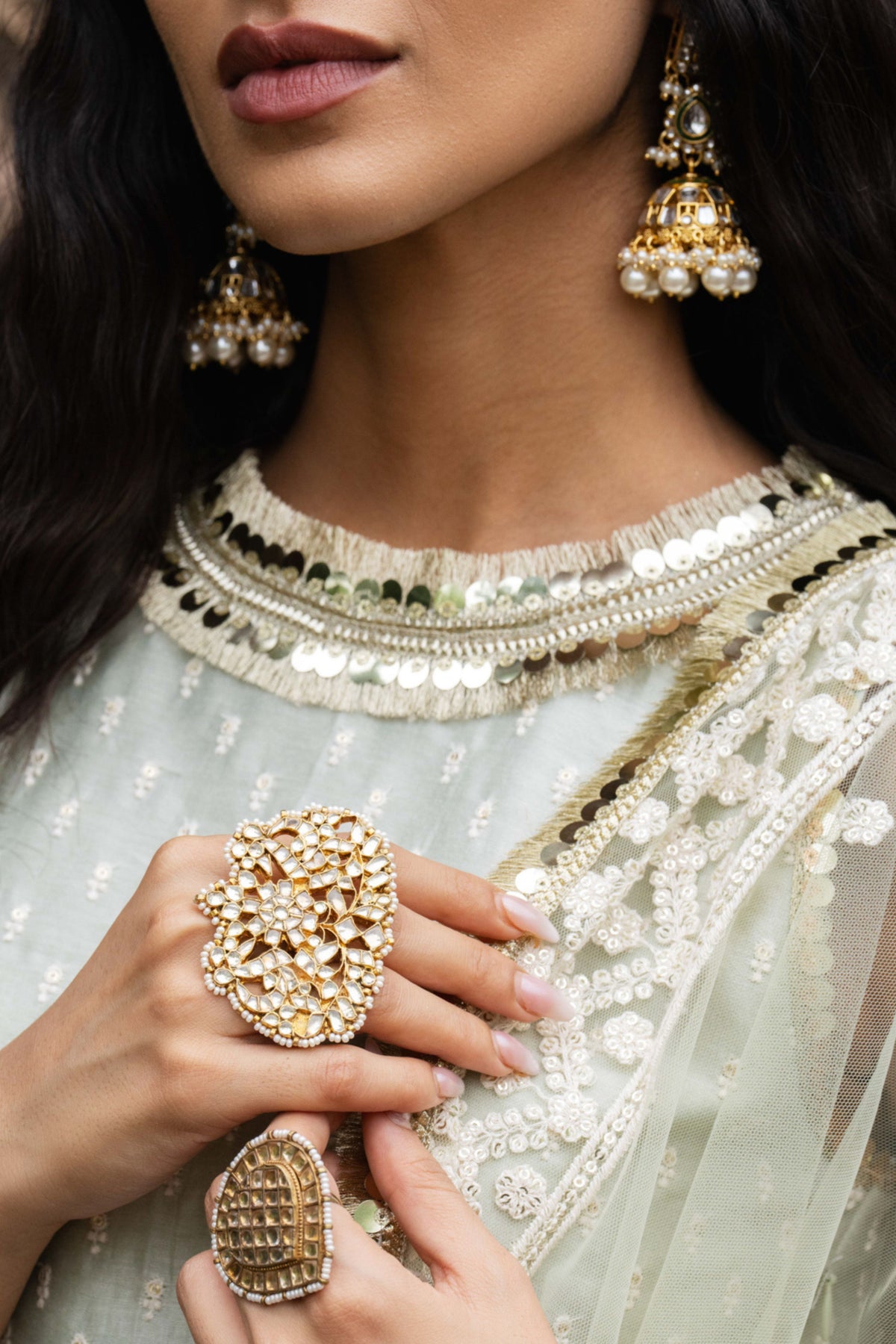 Mint Dots Sharara Set
