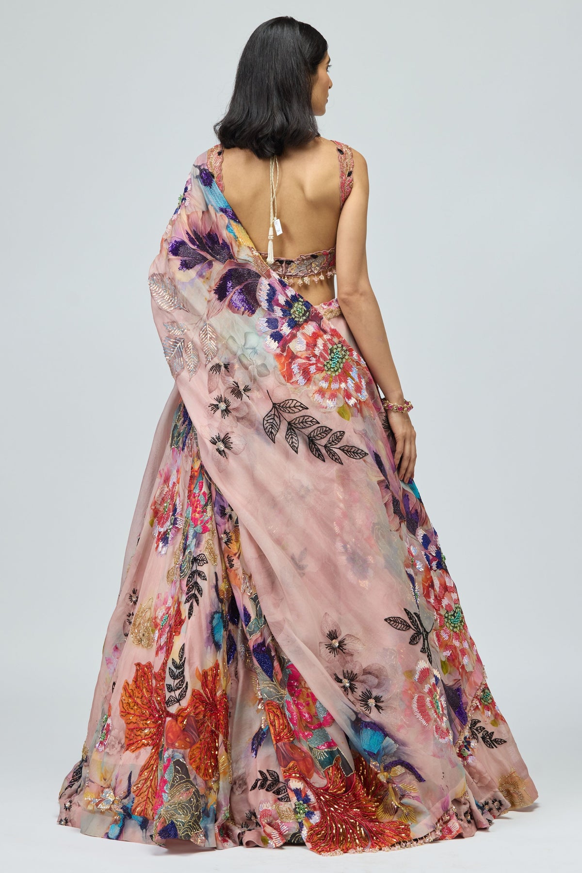 Organza Multicoloured Lehenga Set
