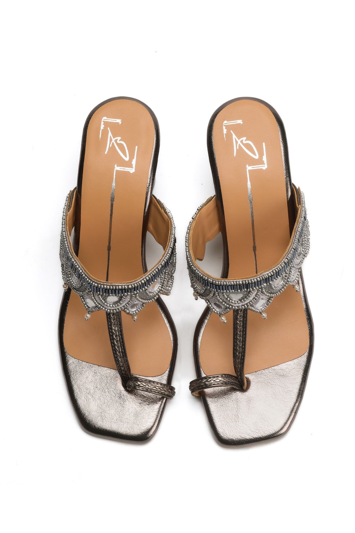 Gunmetal Embroidered Heels