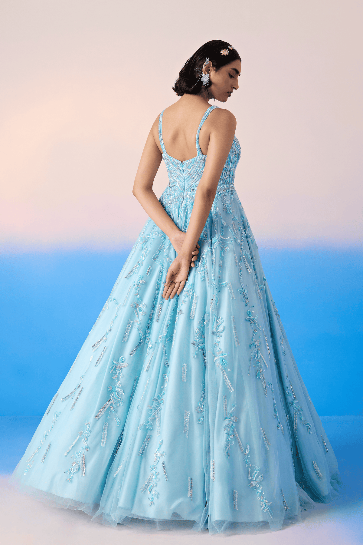 Sky Blue Embroirderd Gown