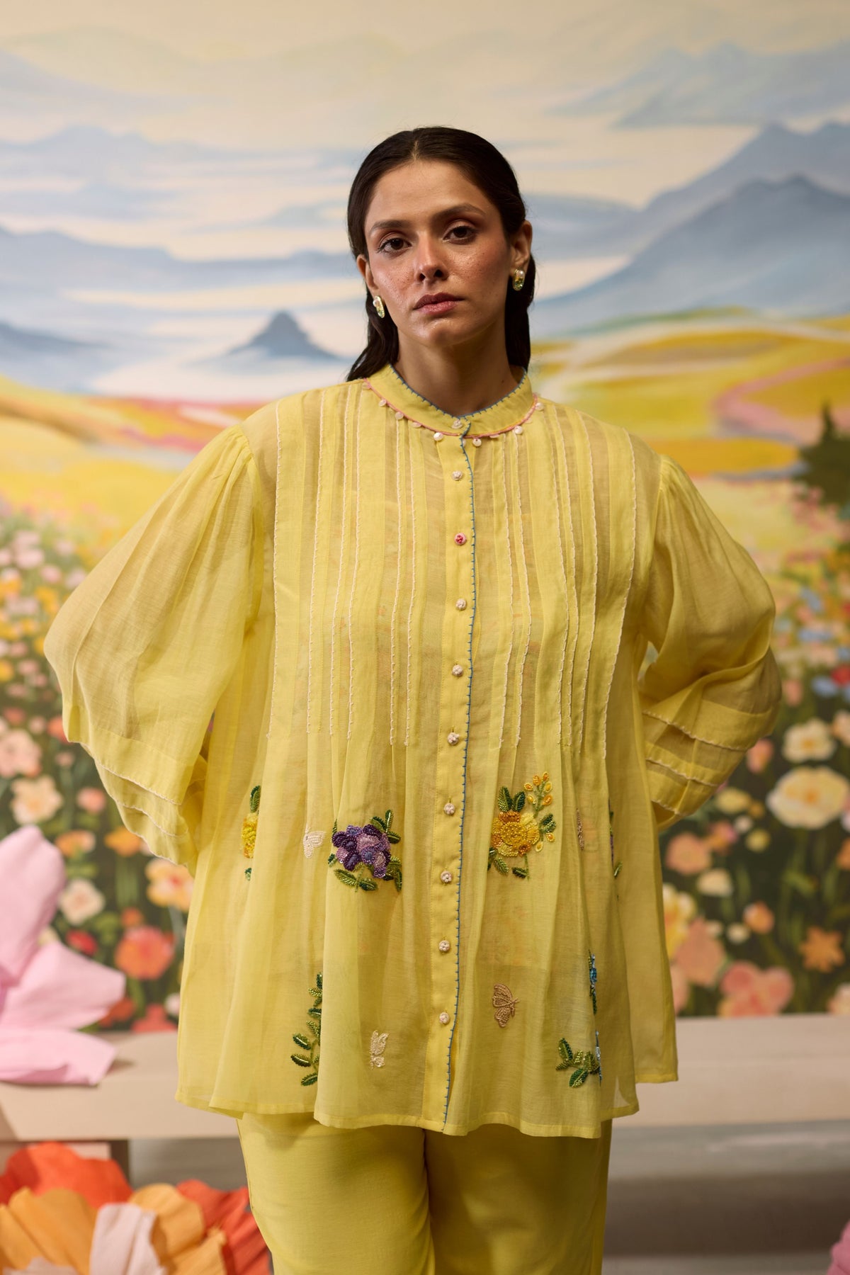 Sunray Floral Beaded Shirt