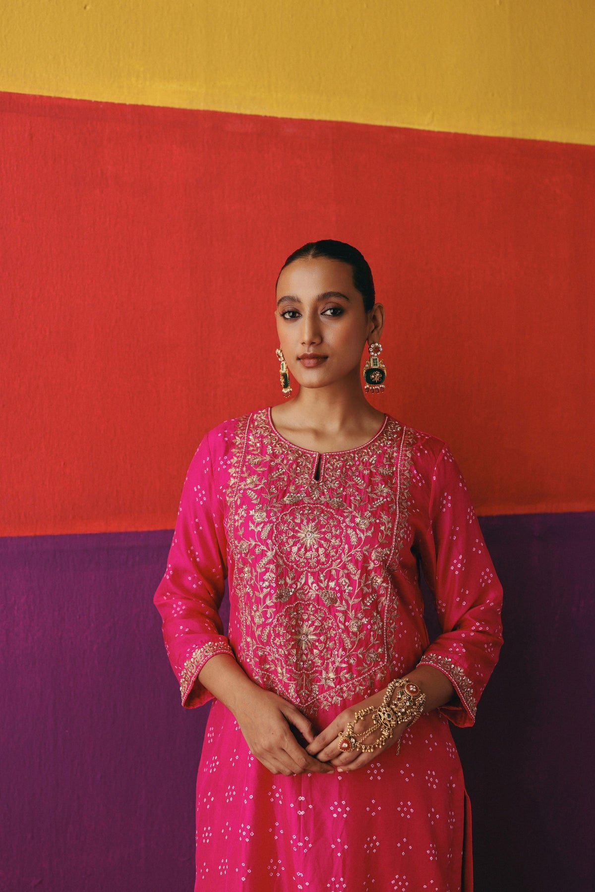 Flower Bandhani Kurta Set