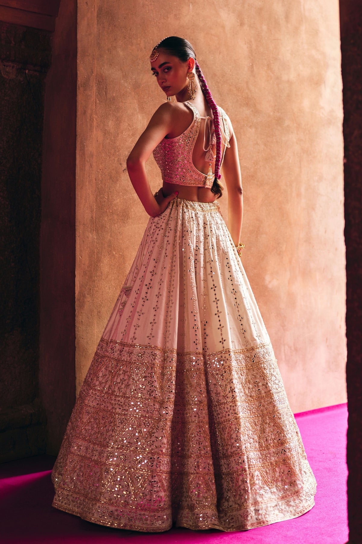 Ivory Raw Silk Lehenga Set