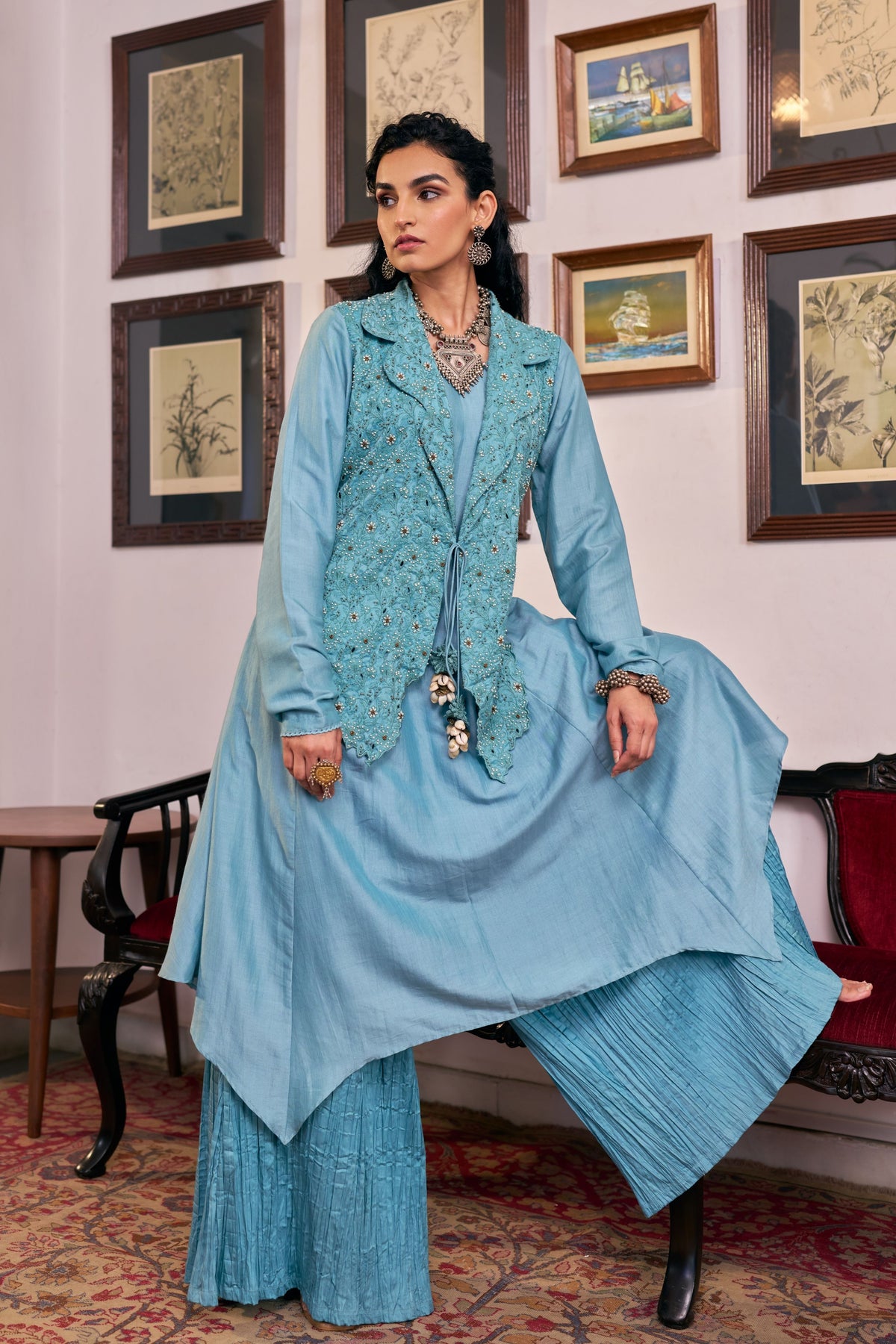 Blush Floral Handwork Kurta Set