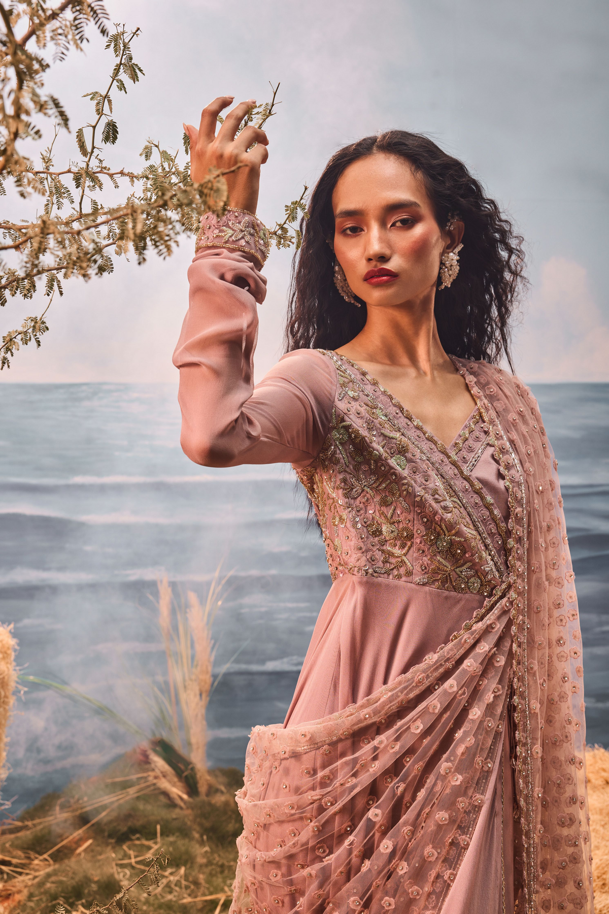 Burnt Pink Anarkali Set