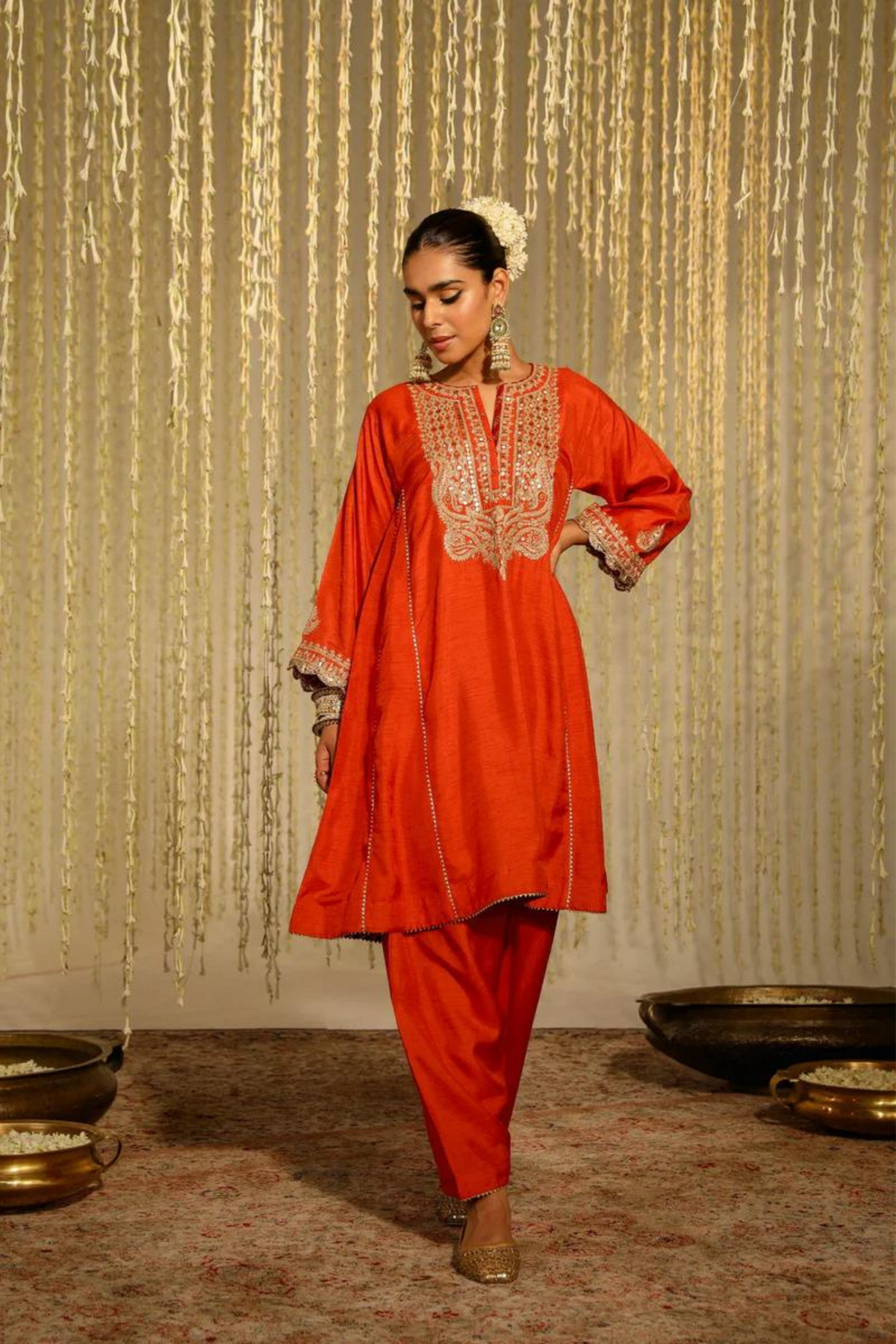 Mehreen Orange Kurta Set