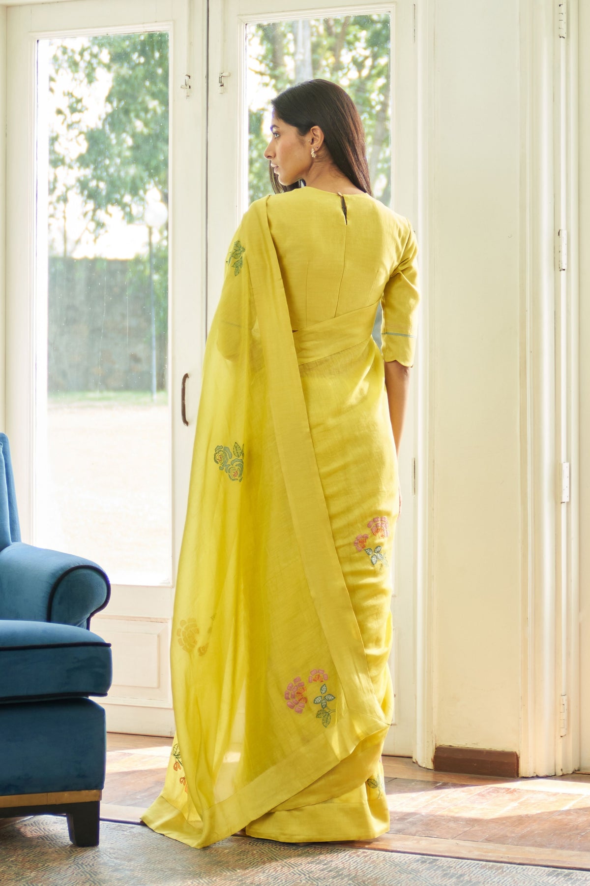 Daffodil Floral Applique Saree