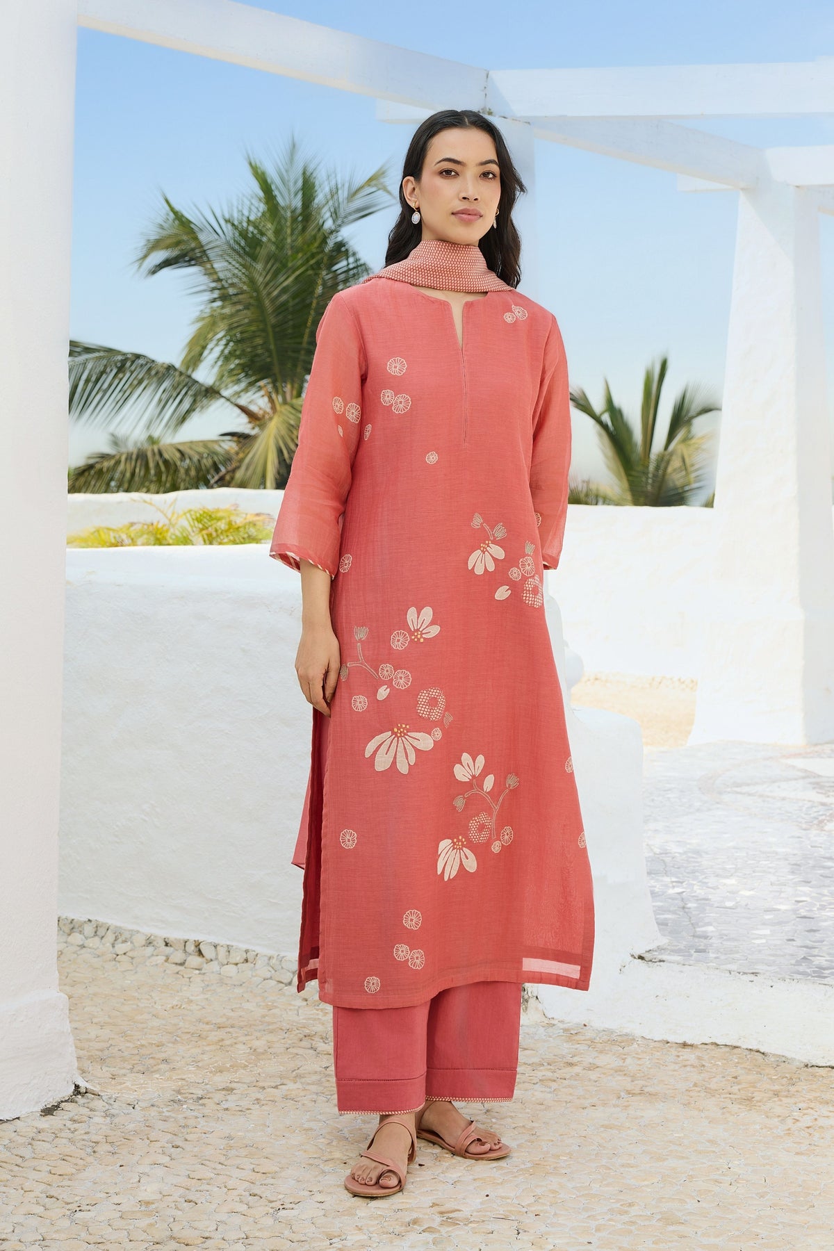 Hibiscus Applique Kurta Set