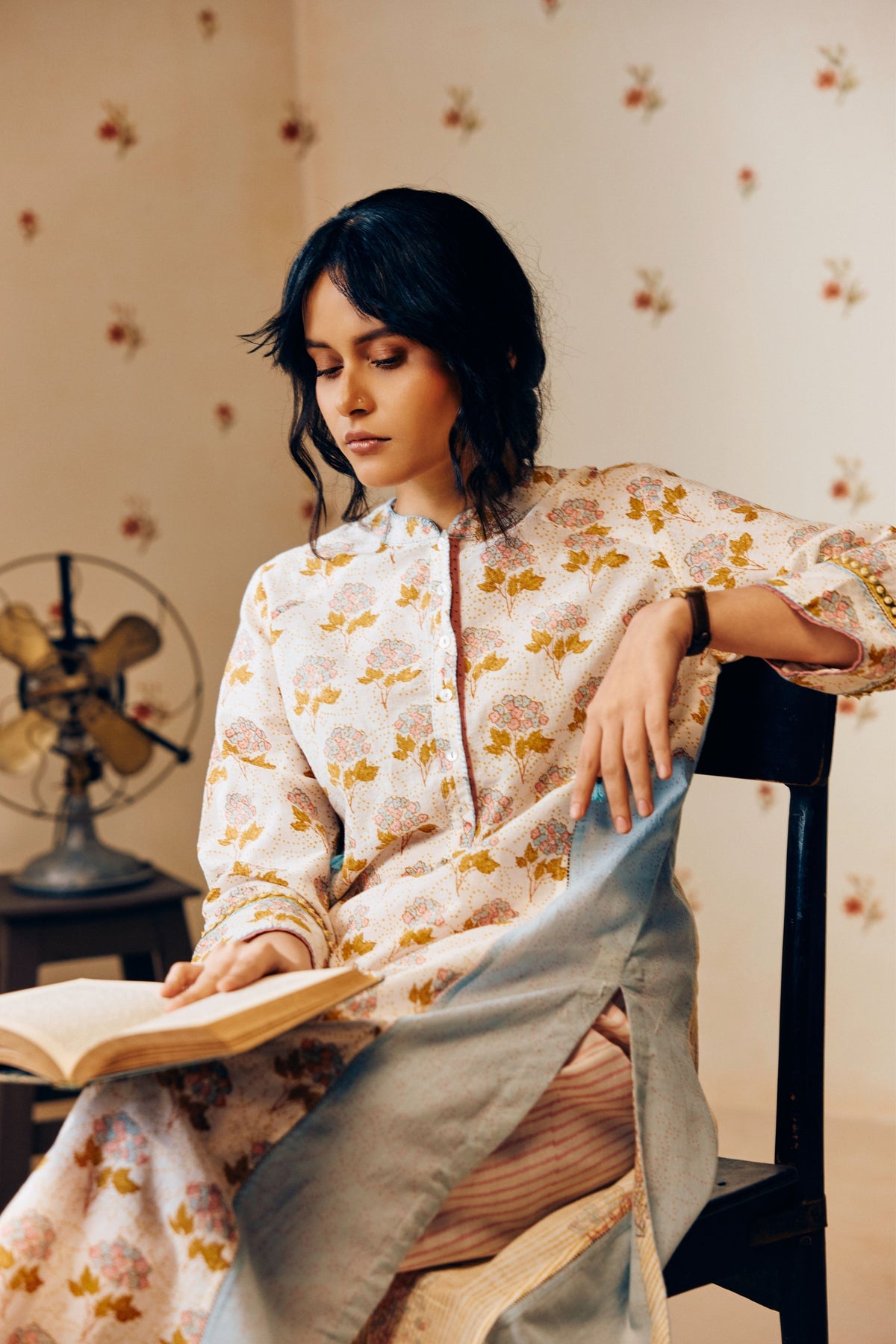 Off-white Block Printed Kurta Set