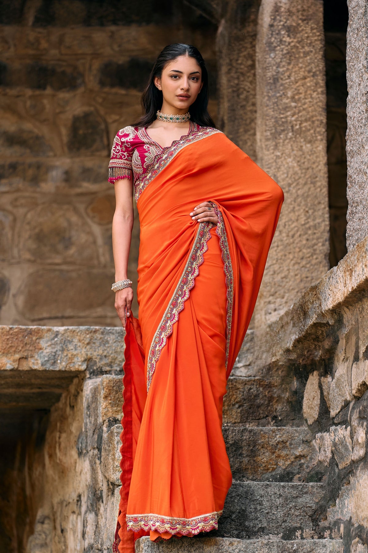 Nma Orange Saree Set