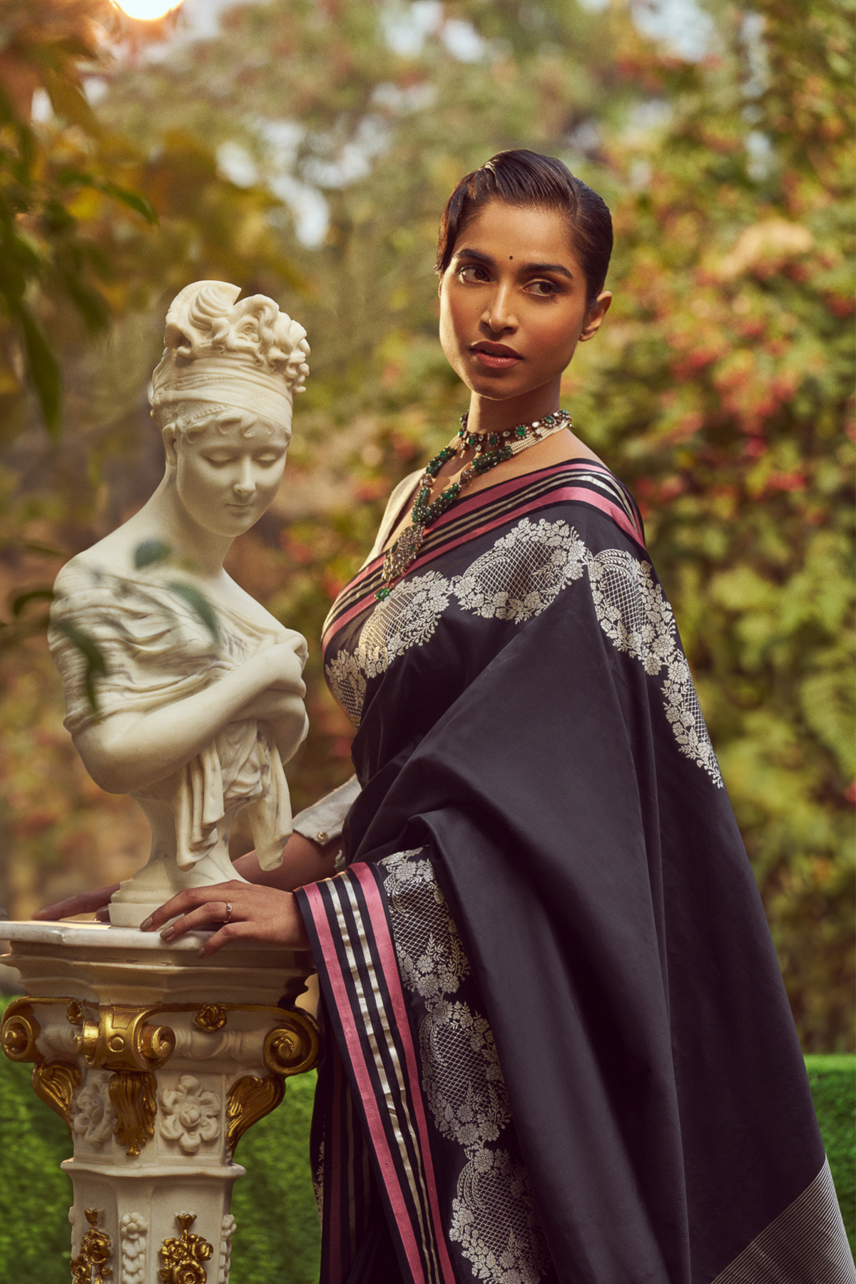 Black Zari Handloom Sari