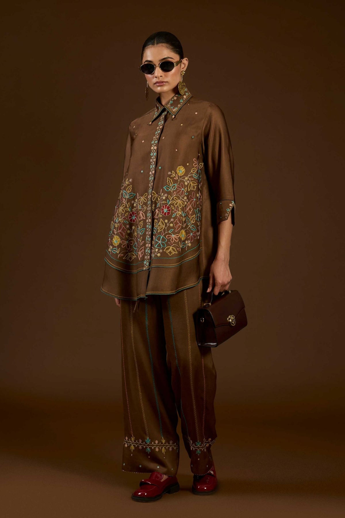 Coffee Aari Co-ord Set
