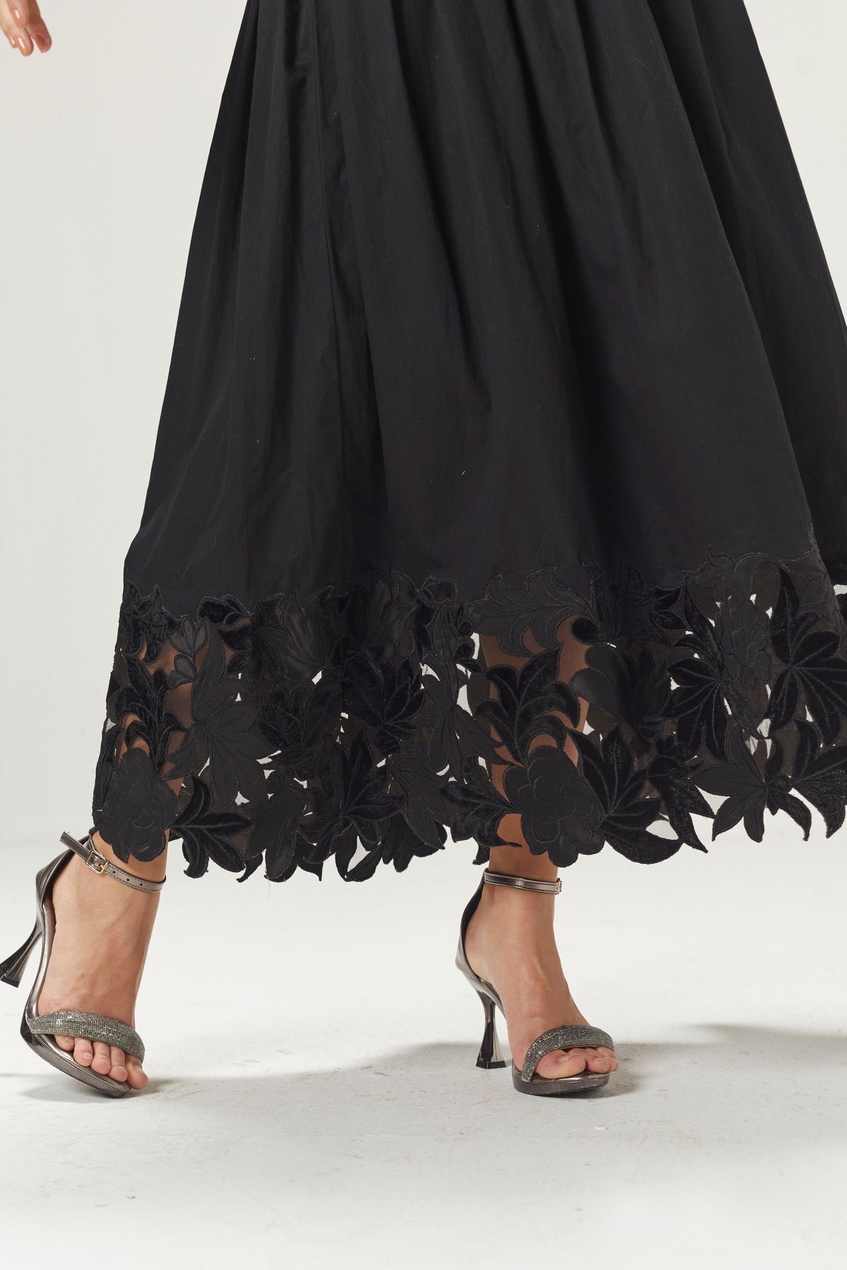 Black Cutwork Off Shoulder Dress