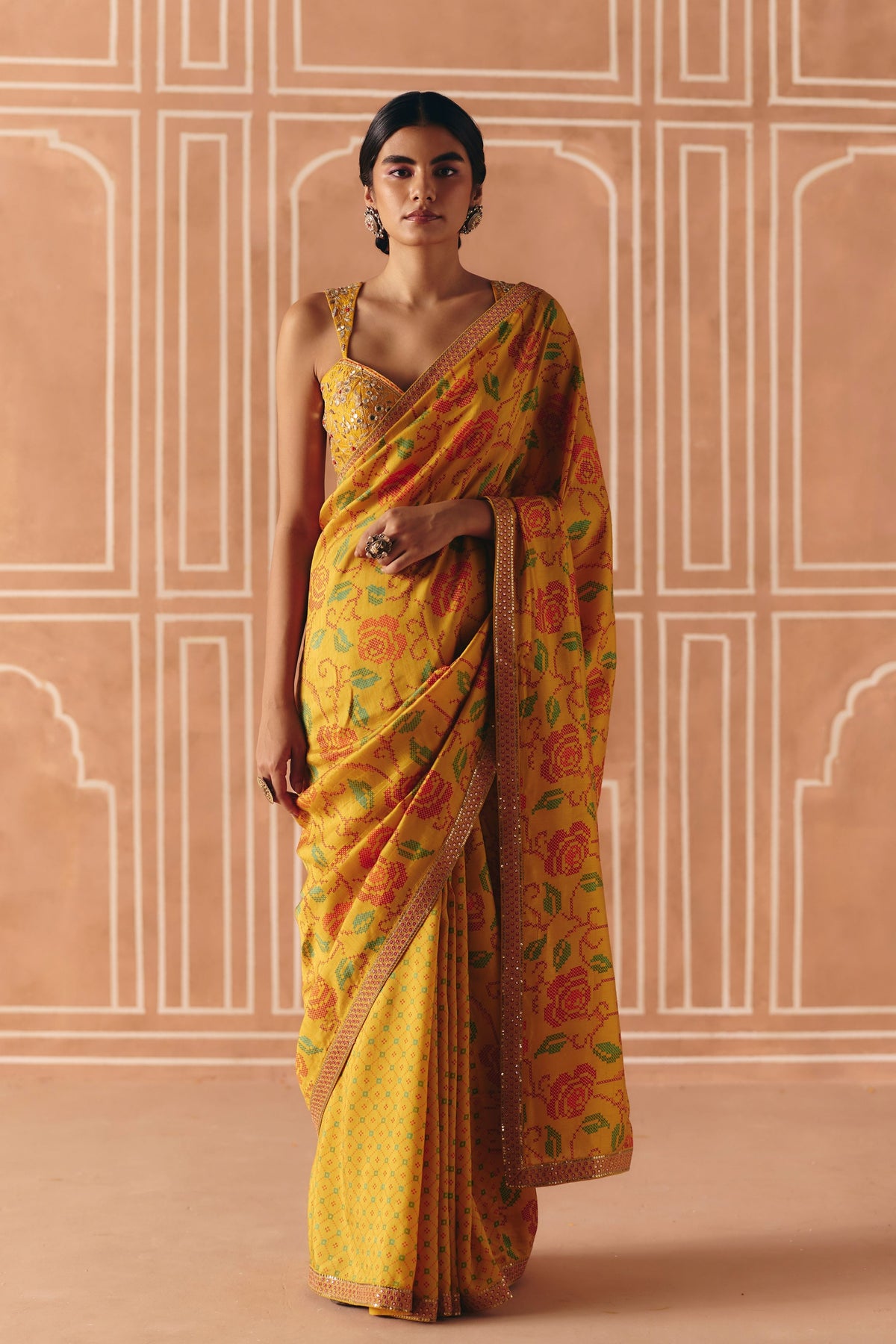 Marigold Yellow Saree Set