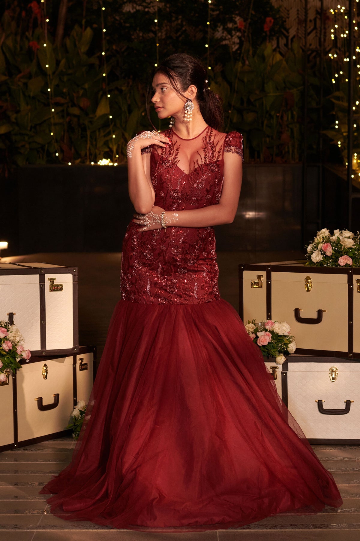 Maroon Midnight Mermaid Gown
