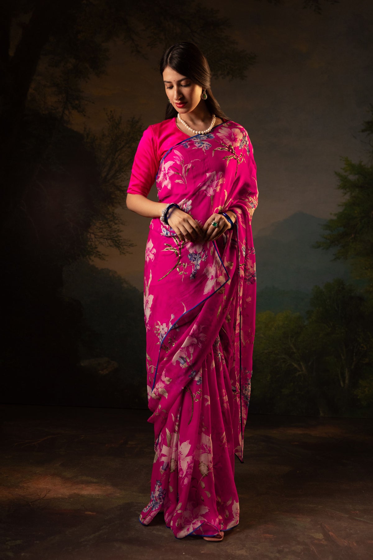 Callie Printed French Chiffon Saree