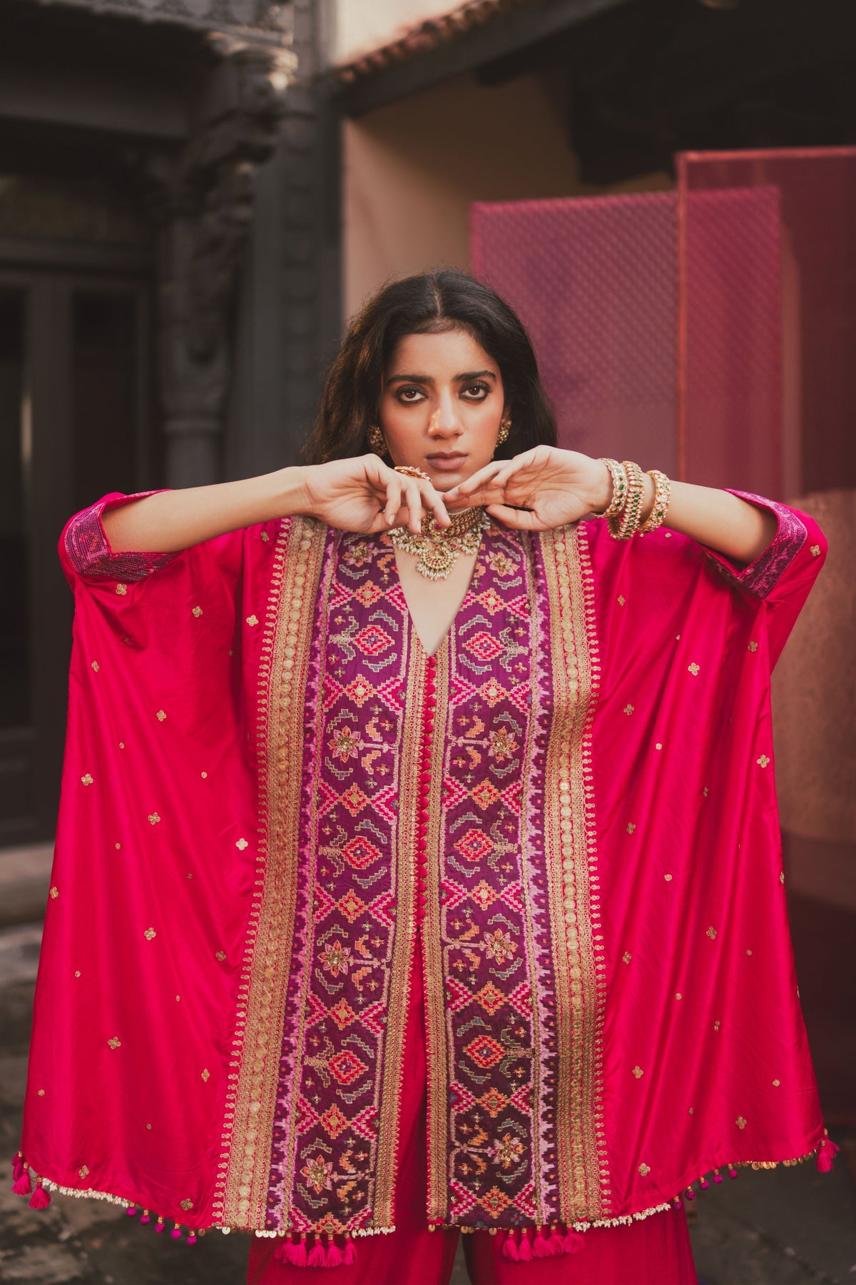 Vaishali Pink Kaftan Set