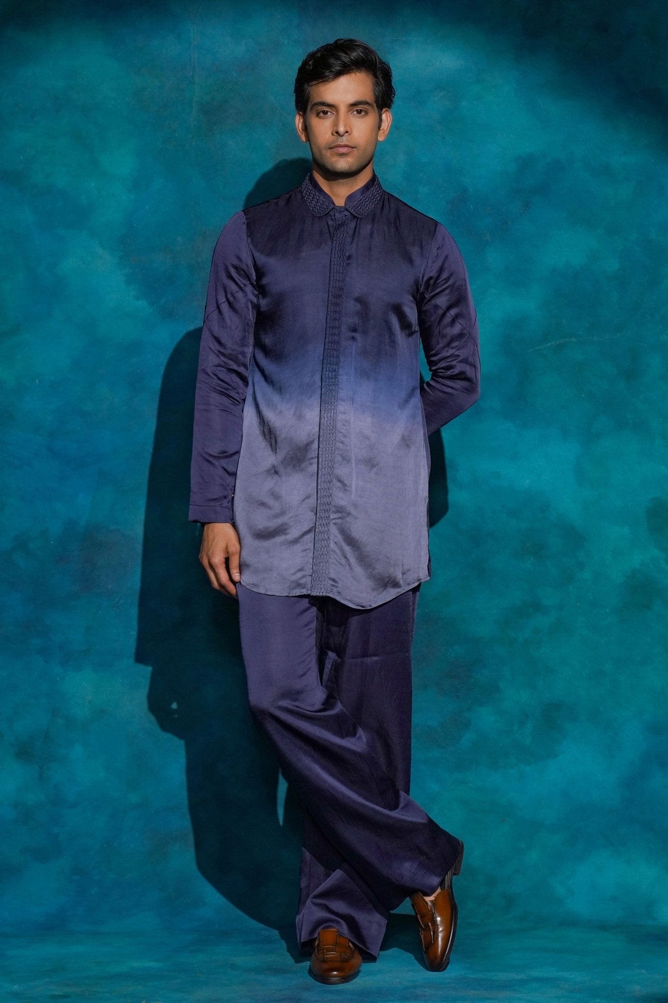 Oceanic Purple Short Kurta Set - Jatin Malik - Elahe