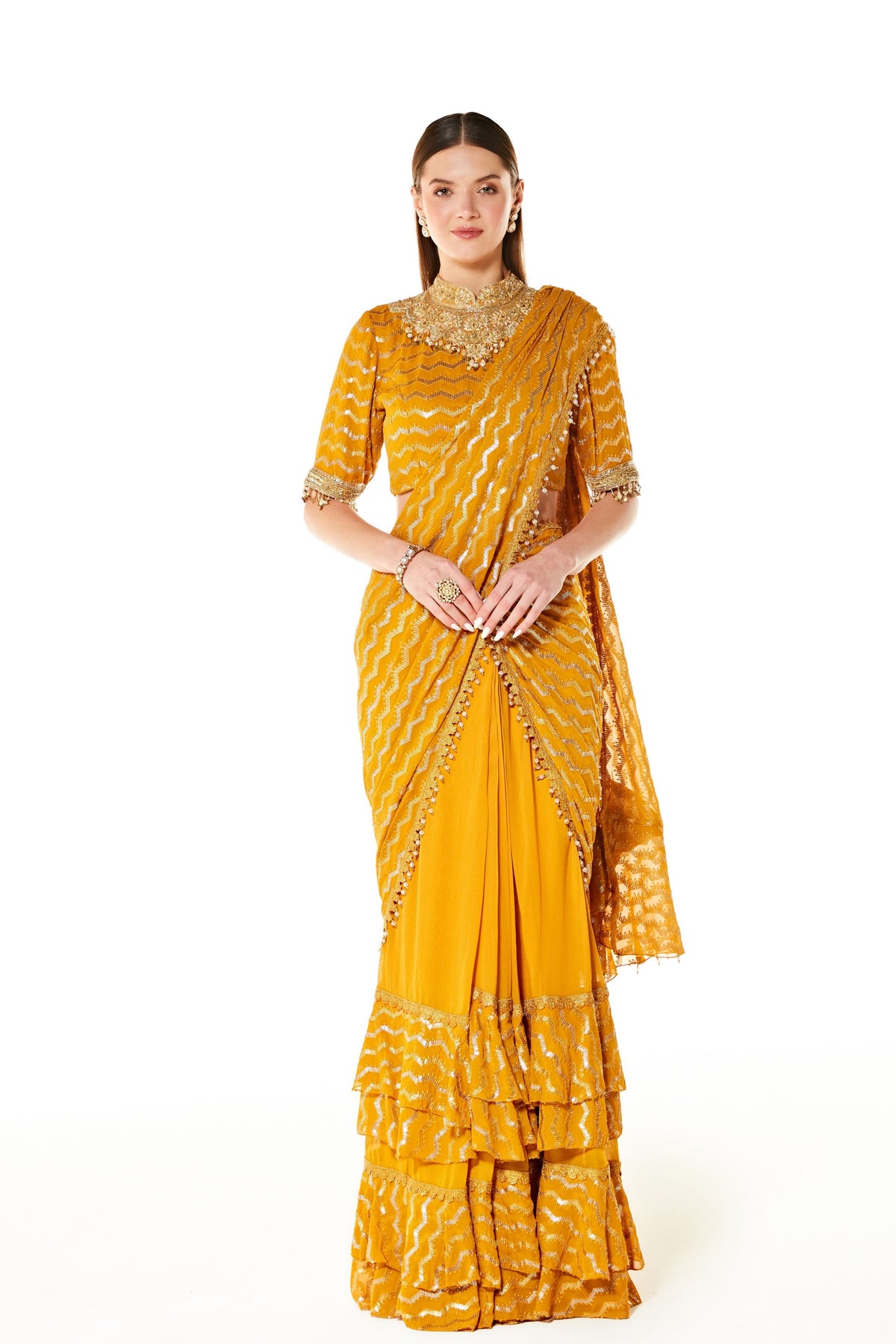 Yellow Sairaa Embroidered Saree Set