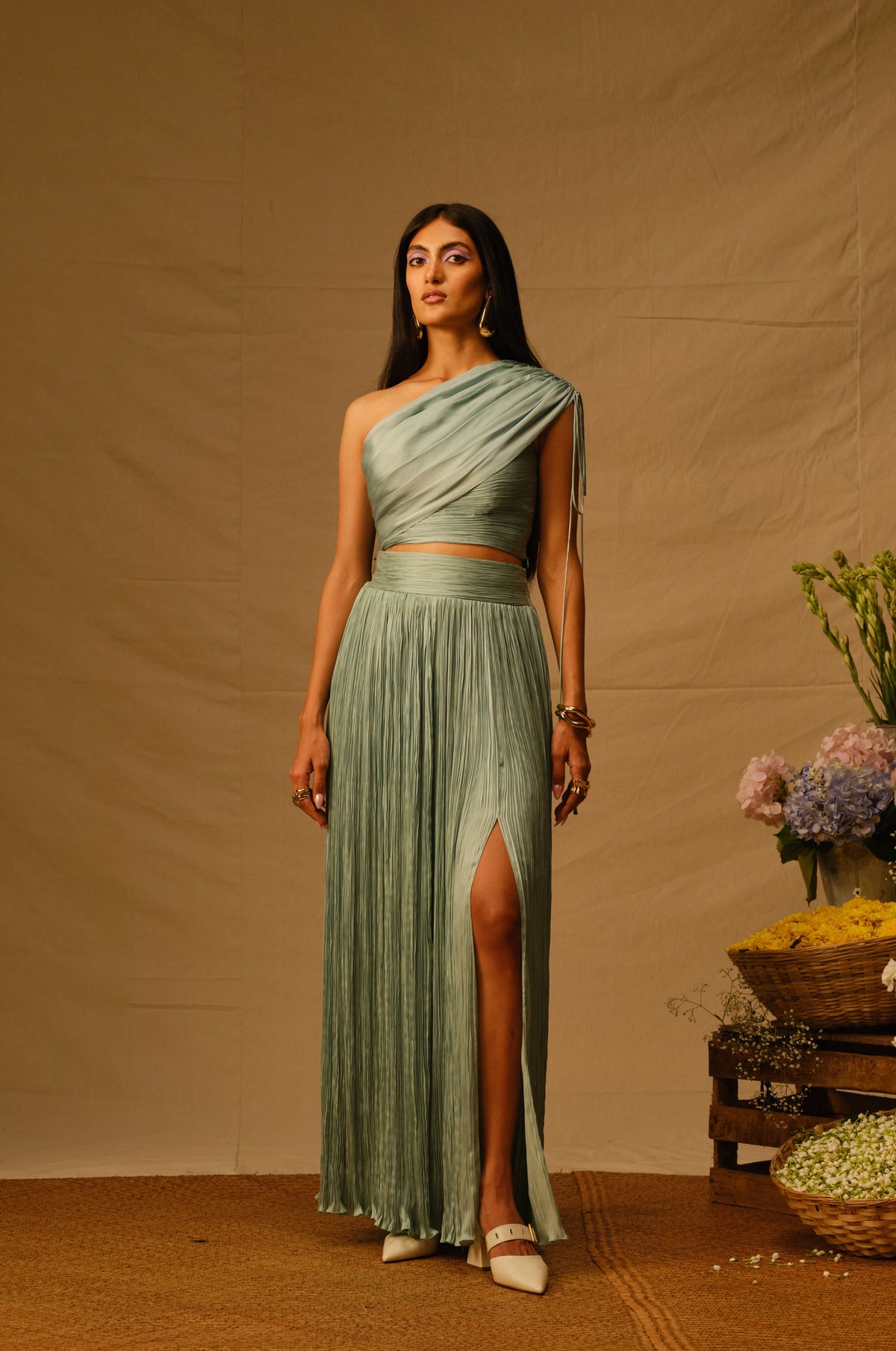 Mia Blue Ruched Skirt