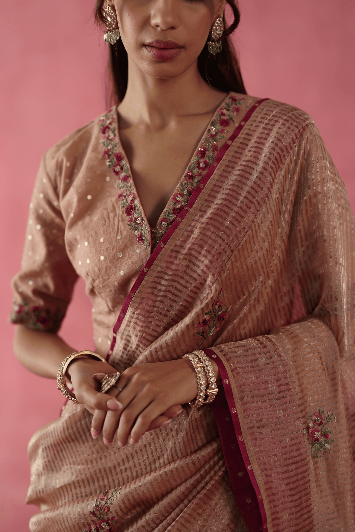 Beige Anjeer Saree