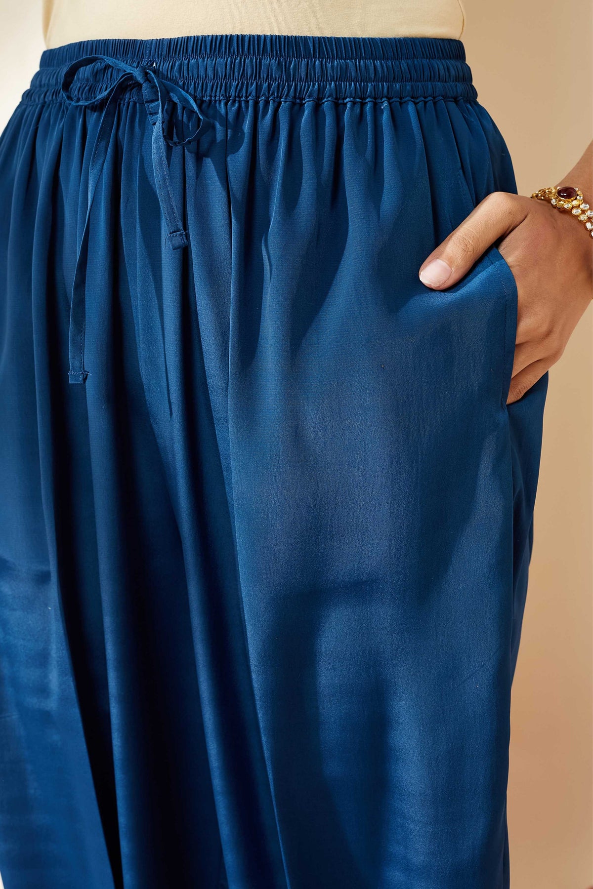 Blue Zari Stripe Kurta Set