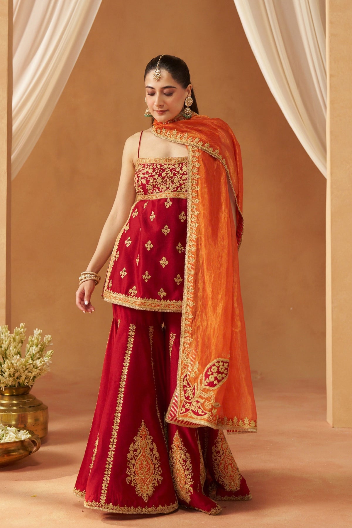 Najma Deep Red Kurta Set