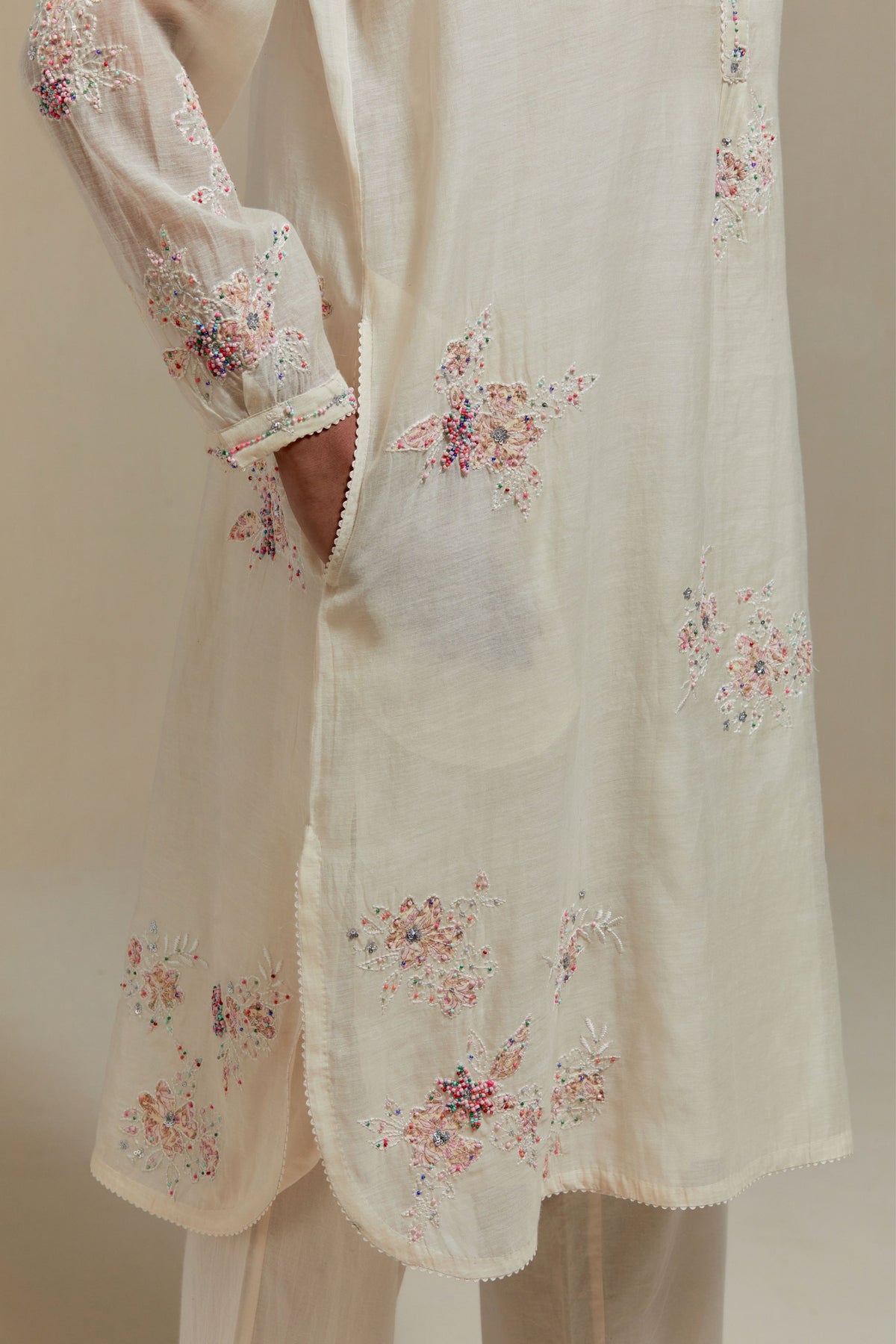 Pink Applique Kurta Set