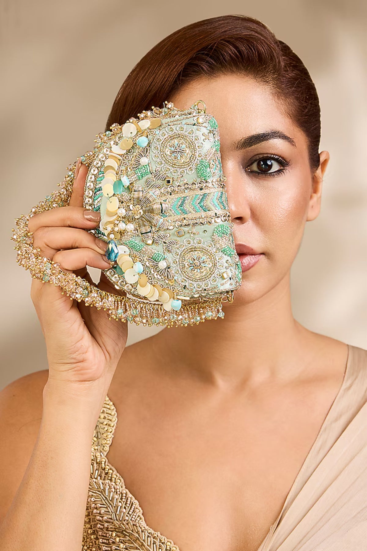 Rangrez Mini Jade Green Clutch