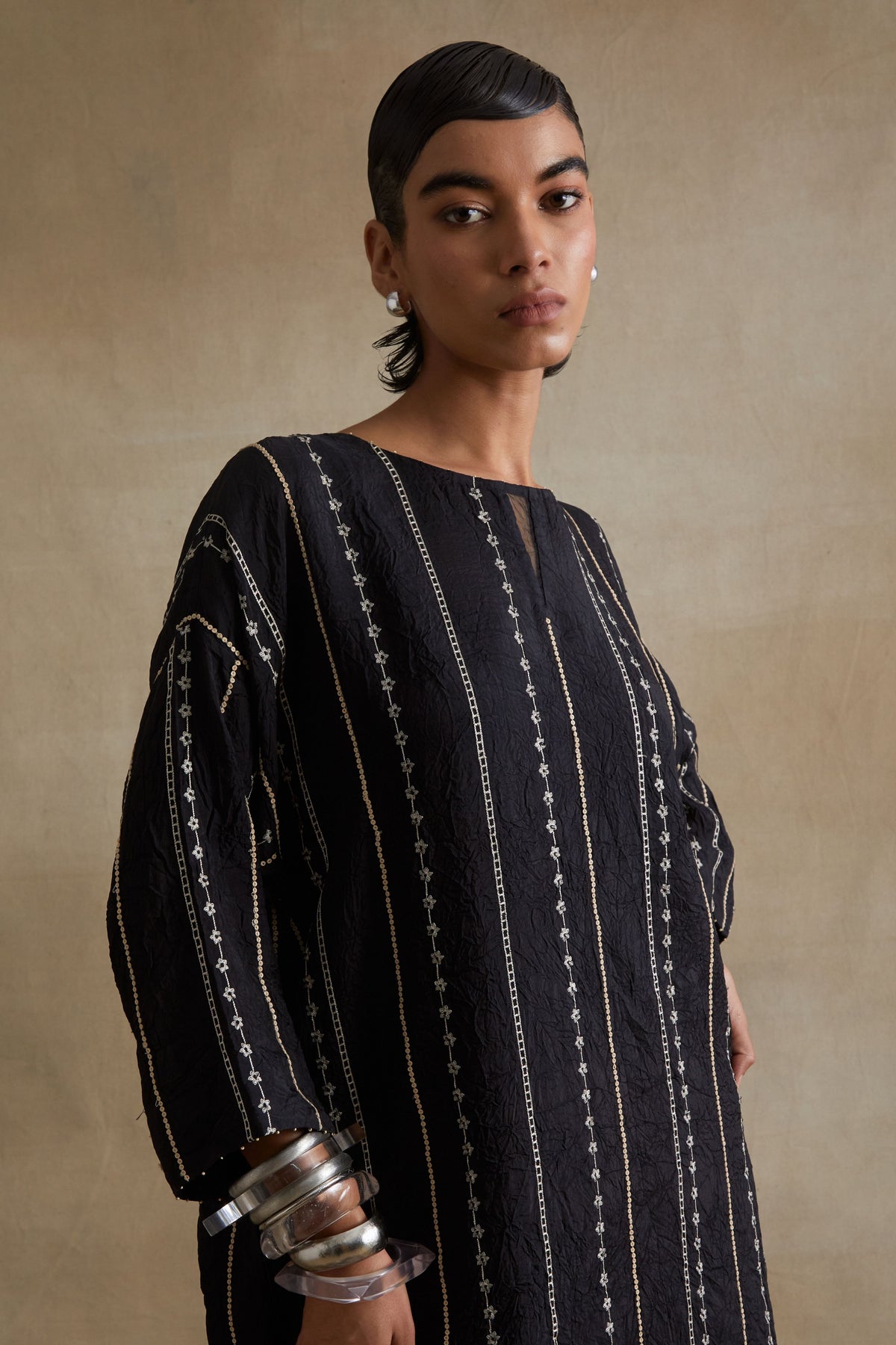 Black  Beaded Embroidered Kurta Set