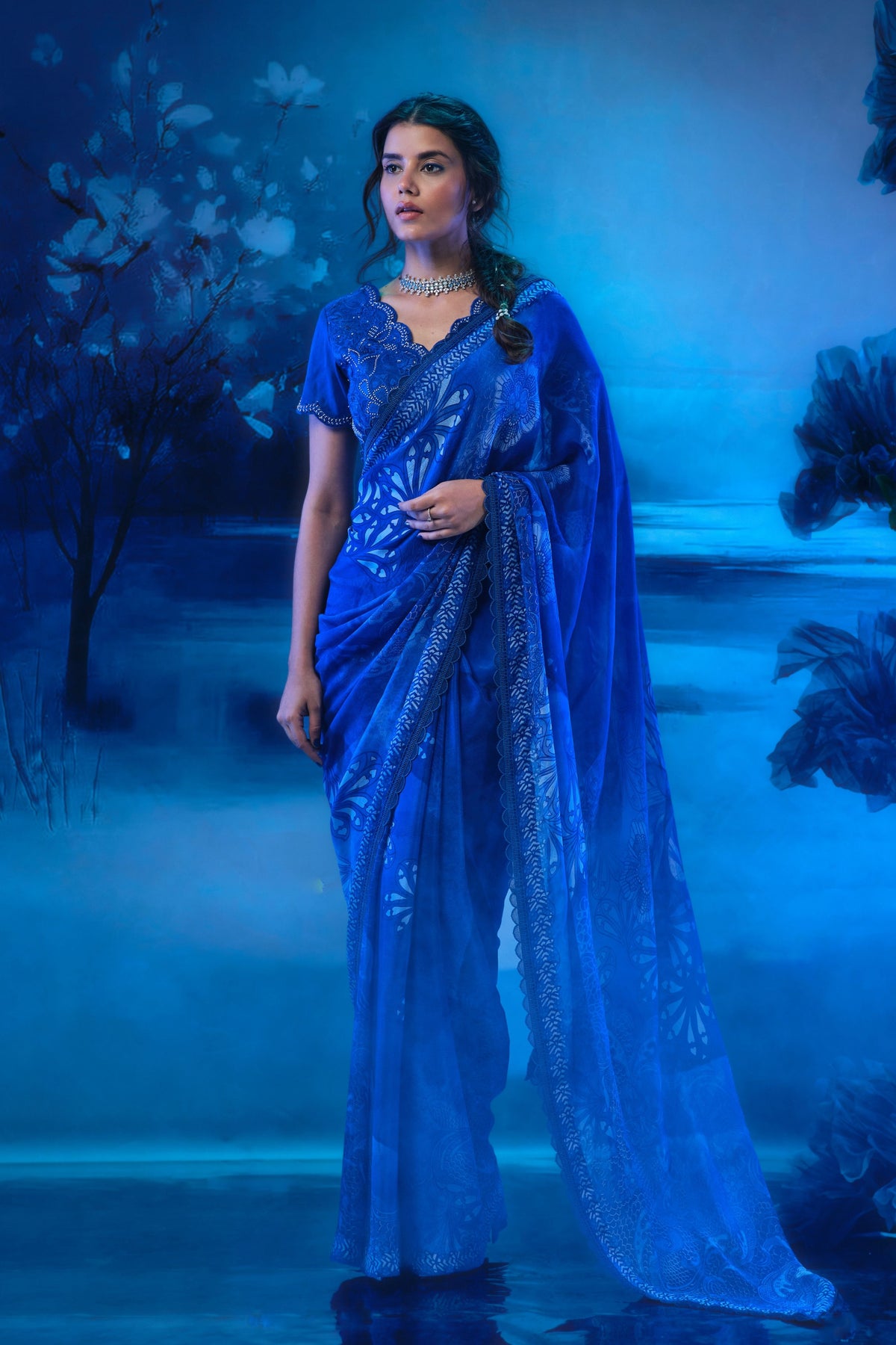 Indigo Mirage Saree Set