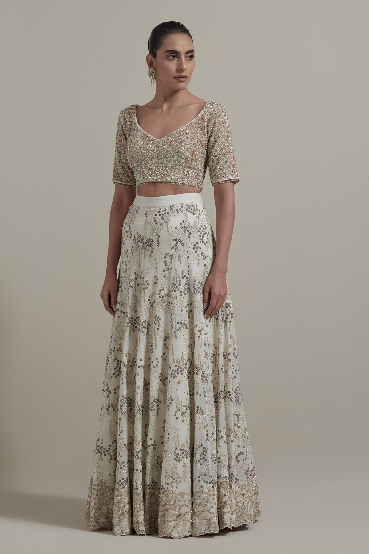 Ivory Embellished Lehenga Set