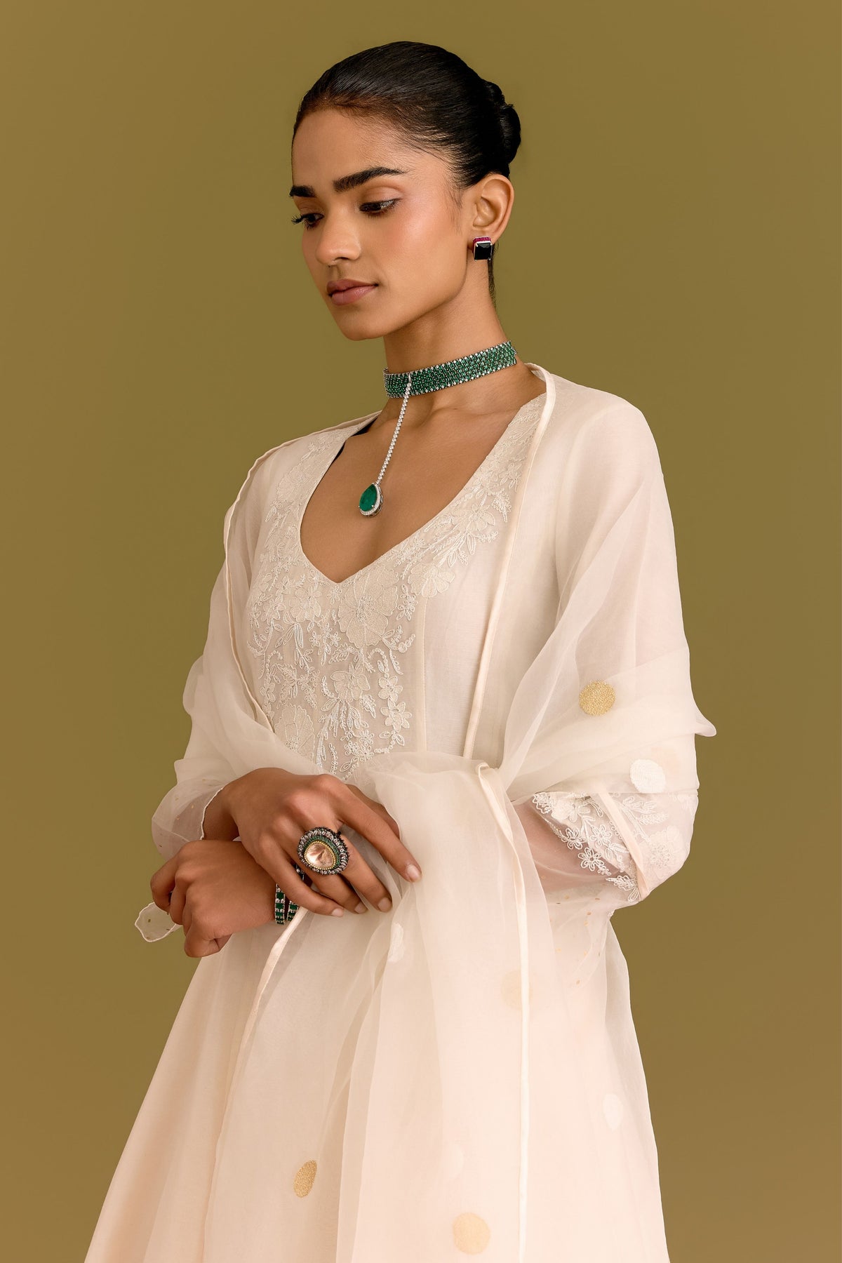 Ivory Anarkali Set