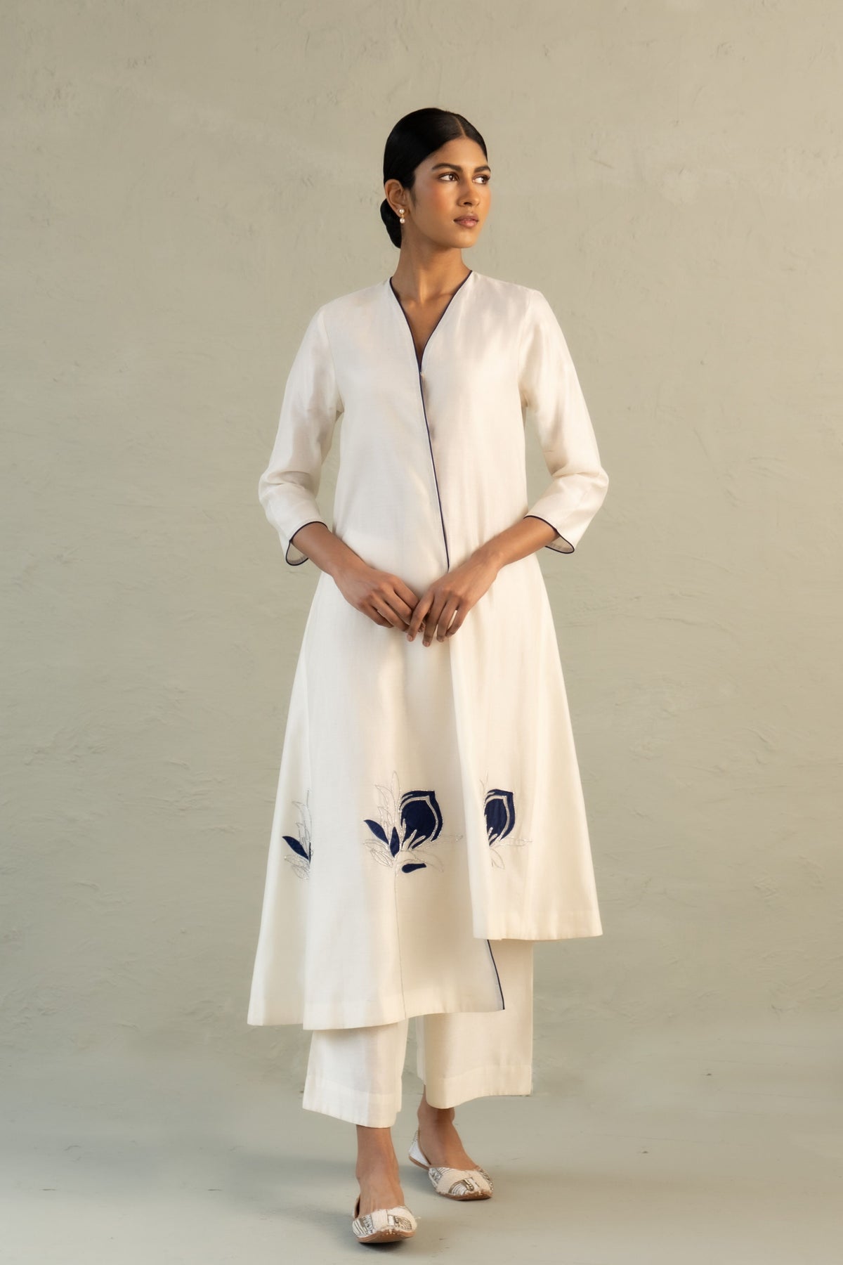 Blue Edit Ivory Kurta Set