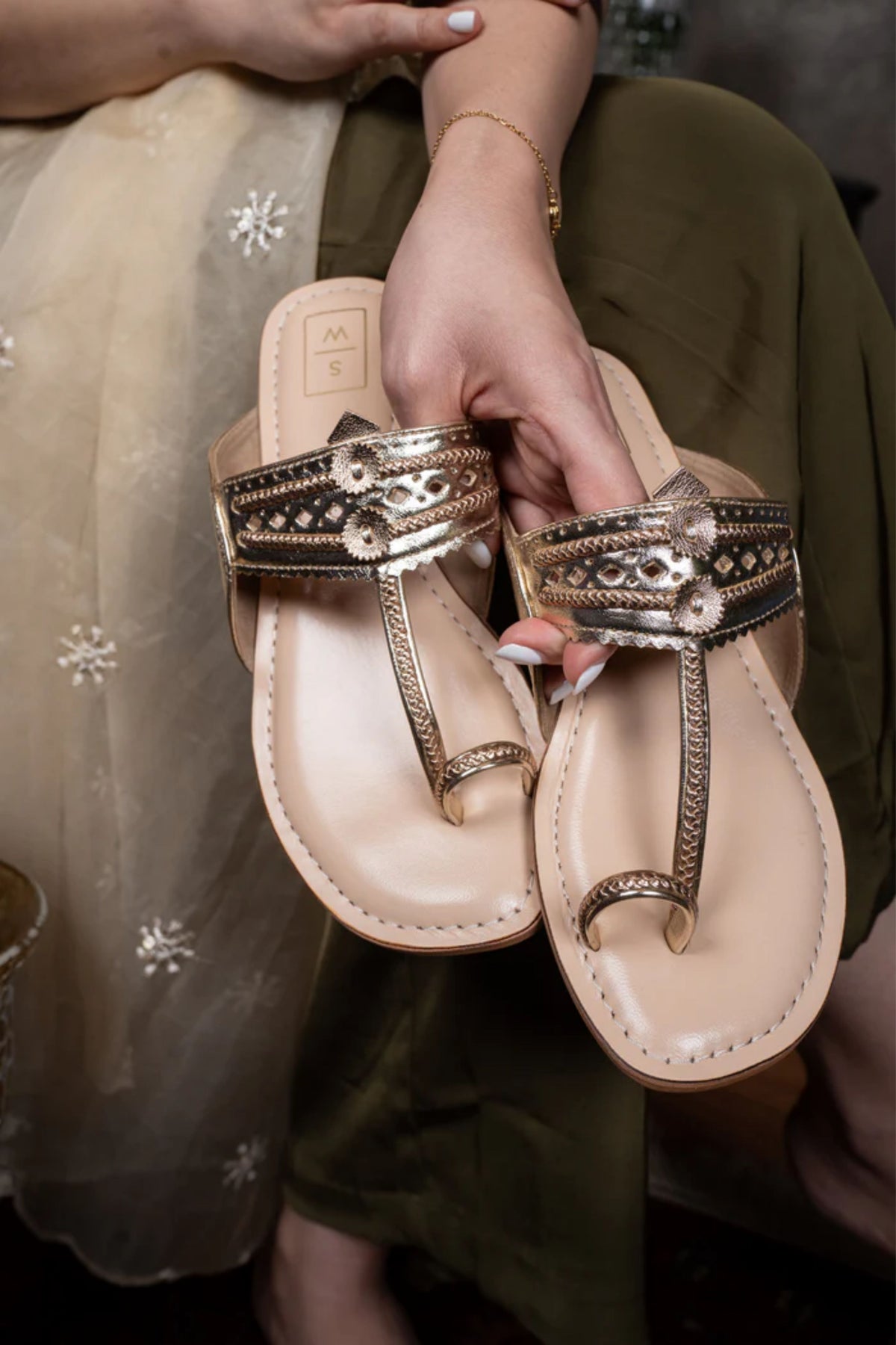 Lexie Gold Kolhapuri Sandals