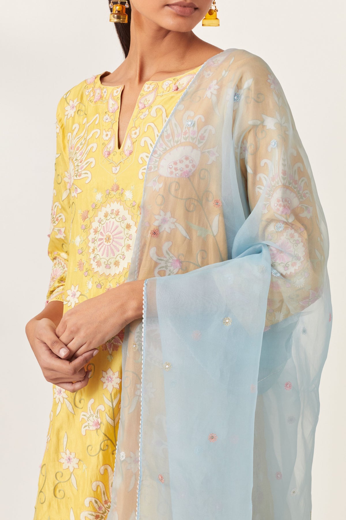 Yellow Short A-line Kurta Set