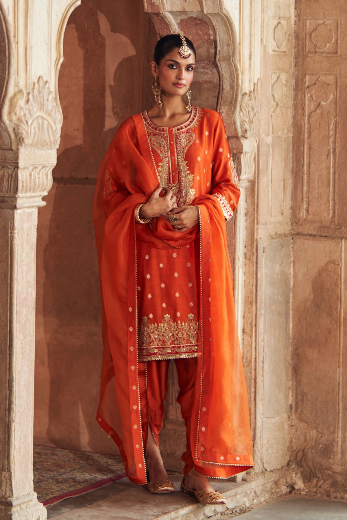 Fahmida Orange Kurta With Salwar