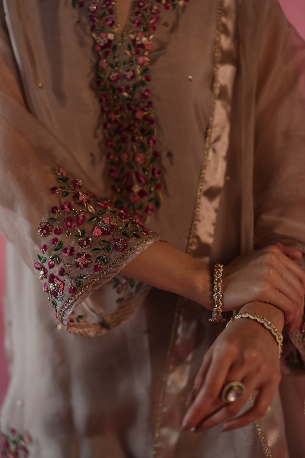 Beige Kewra Kurta Set