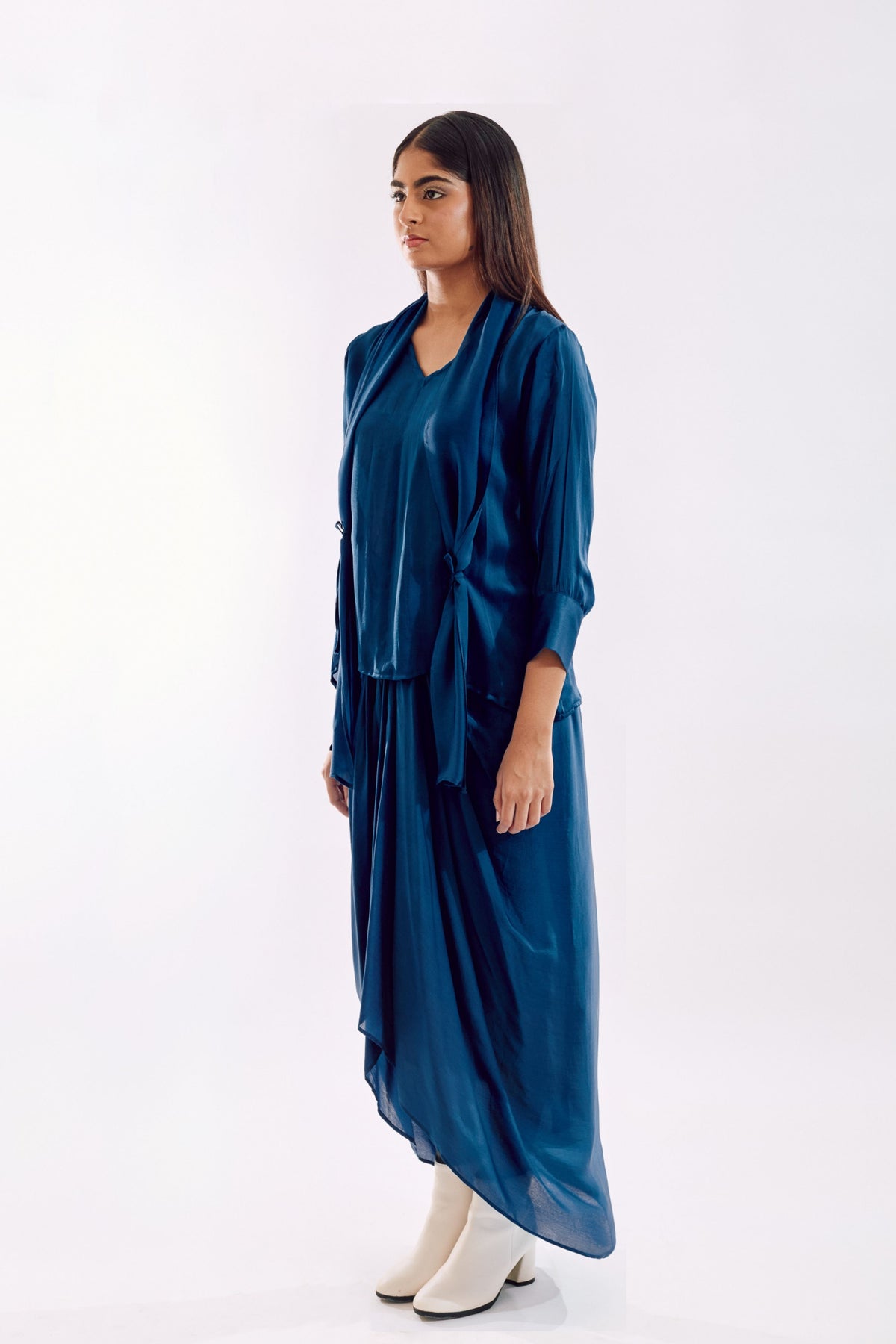 Blue Side Tie Co-ord Set