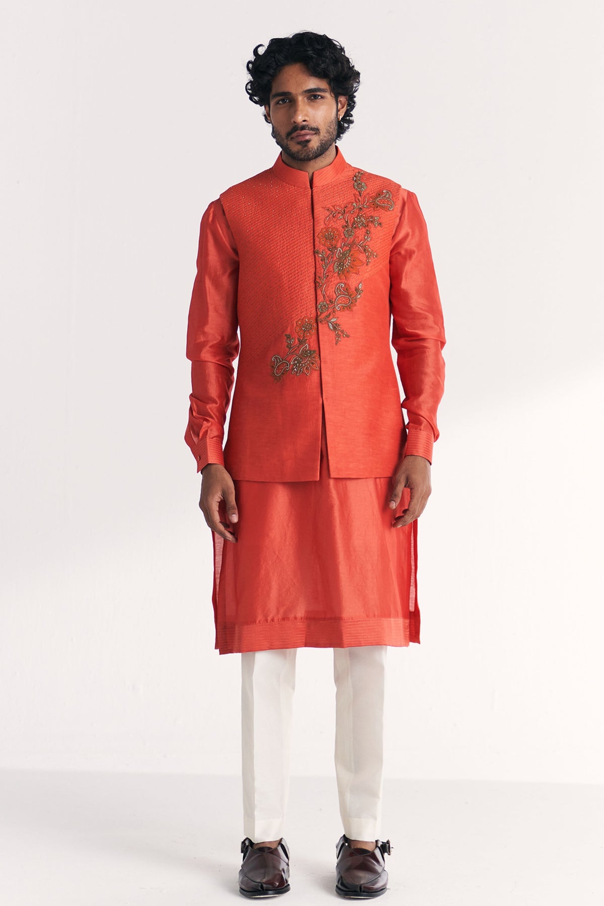 Rawal Tangerine Nehru Jacket Set