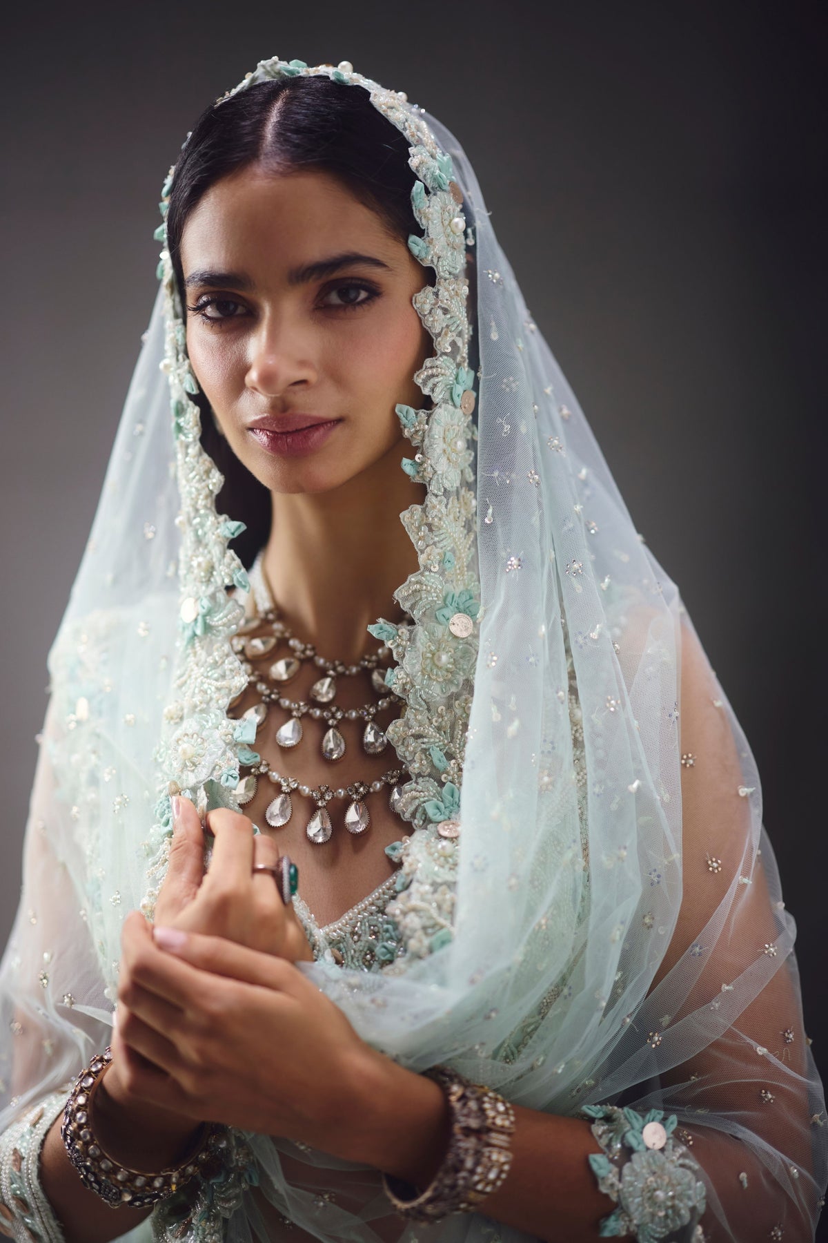 Aqua Embellished Lehenga Set