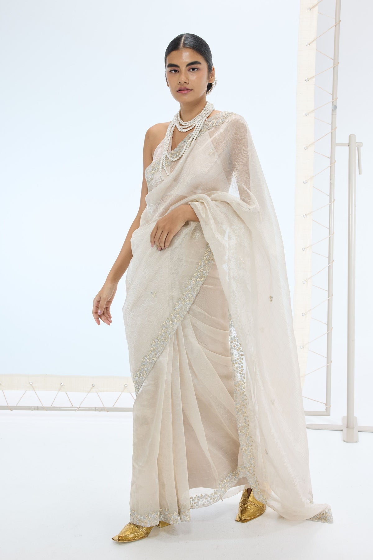 Eva Saree in Champagne