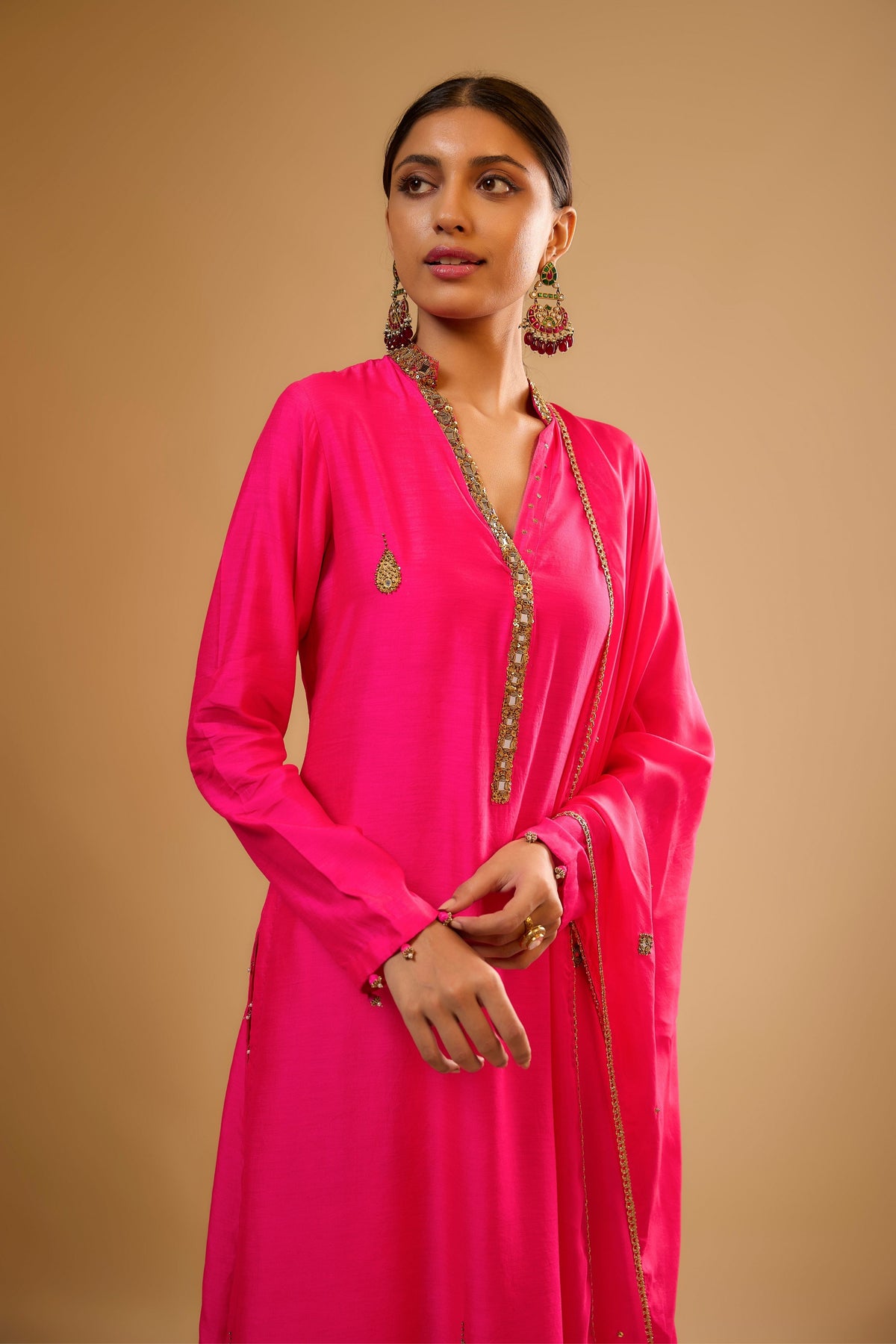 Hot Pink Applique Kurta Set