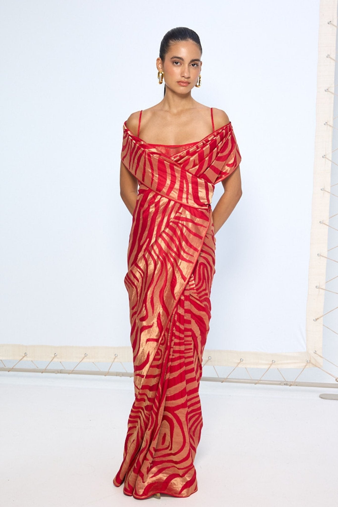 Handwoven Classic Red Silk Saree - Ekaya - Elahe