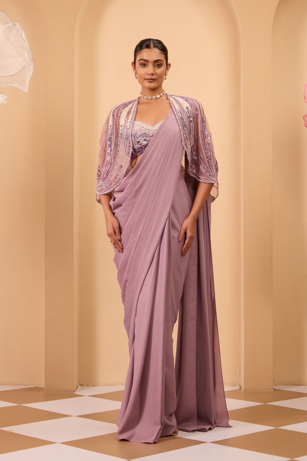 Hand Adored Short Cape Set